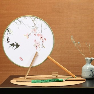 Retro Style Hanfu Group Fan Beech Wood Handle Classical Dance Fan(Swallow Back)