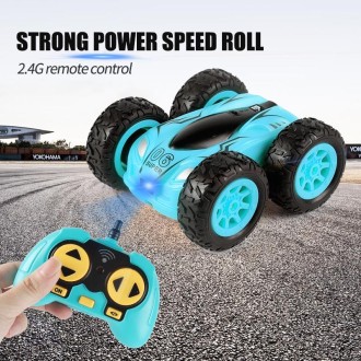 RD158-3 2.4G Mini High Speed Double Sided Remote Control Car Toy(English Box 08 Blue)