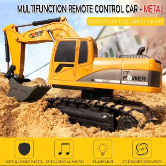 258-1 5 Channel 2.4G 1/24RC Remote-controlled Engineering Plastic Excavator Charging RC Car