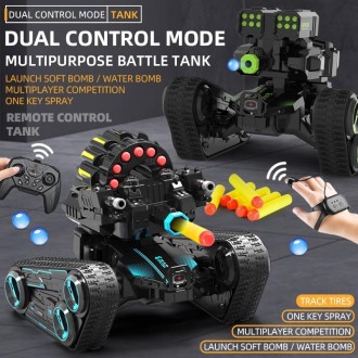 JJR/C 538 Gesture Sensing Remote Control Two-Wheel Tank Battle Spray Truck, Specification:Single Control(Blue)