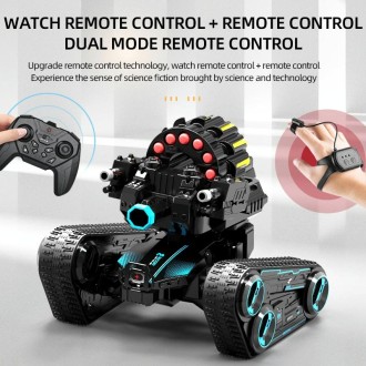 JJR/C 538 Gesture Sensing Remote Control Two-Wheel Tank Battle Spray Truck, Specification:Dual Control(Blue)