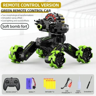 DM-518 Four-wheel Battle Blooming Tire Spray Remote Control Car, Specification:Single Control Soft Bomb(Green)