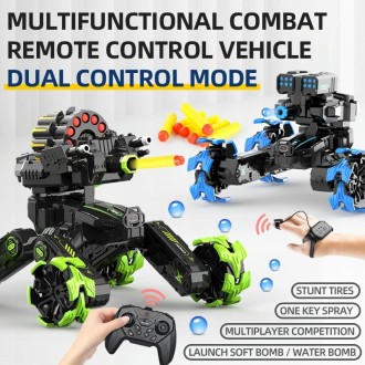 DM-518 Four-wheel Battle Blooming Tire Spray Remote Control Car, Specification:Single Control Soft Bomb(Green)