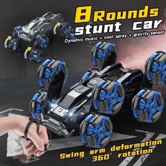 DM-558 Eight Wheel Stunt Drift Spray Remote Control Car, Specification:Single Control(Blue)