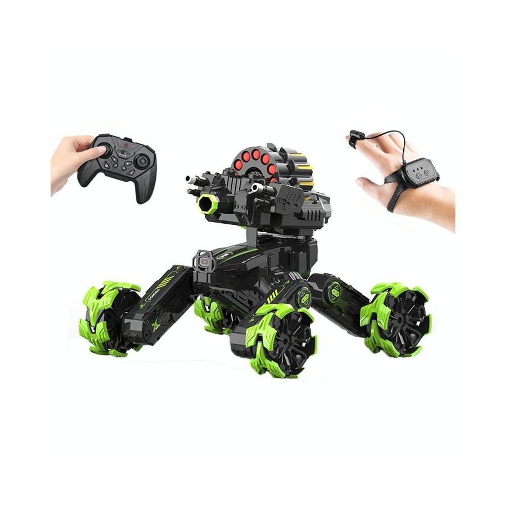 DM-518 Four-wheel Battle Blooming Tire Spray Remote Control Car, Specification:Dual Control Soft Bomb(Green)