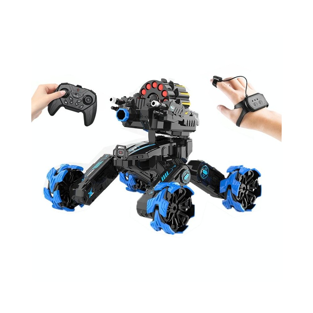 DM-518 Four-wheel Battle Blooming Tire Spray Remote Control Car, Specification:Dual Control Soft Bomb(Blue)