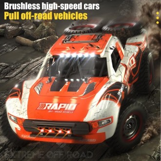 JJR/C Q130 Full-scale Brushless Four-wheel Drive High-speed Pickup RC Car(Orange)