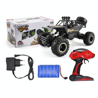 HD6026 1:12 Large Alloy Climbing Car Mountain Bigfoot Cross-country Four-wheel Drive Remote Control Car Toy, Size: 37cm(Silver)