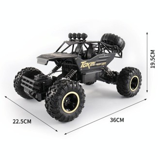 HD6026 1:12 Large Alloy Climbing Car Mountain Bigfoot Cross-country Four-wheel Drive Remote Control Car Toy, Size: 37cm(Silver)