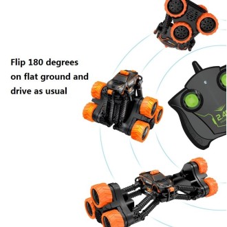 Remote Control Off-Road Tumbling Stunt Car Climbing Telescopic Deformation Toy Remote Control Car(Black Orange)