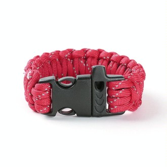 Nine-Core Reflective Umbrella Rope Woven Bracelet Survival Whistle Emergency Umbrella Rope Wristband(Red)