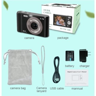 DC302 2.88 inch 44MP 16X Zoom 2.7K Full HD Digital Camera Children Card Camera, EU Plug (Silver)