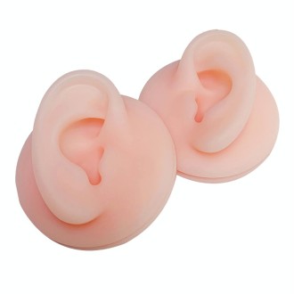 Soft Silicone Simulation Ear Model Practice Display Props, Style:Left Ear(Pink)