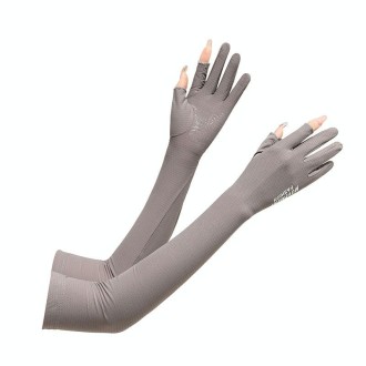 1 Pair Summer Icy Sleeves Driving Sunscreen Arm Guards Anti-UV Ice Silk Gloves, Size: One Code(Gray)