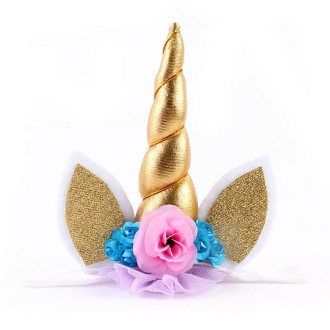 Children Fashion Lovely Unicorn Flower Shape Party Decorative Hair Hoop(Gold)