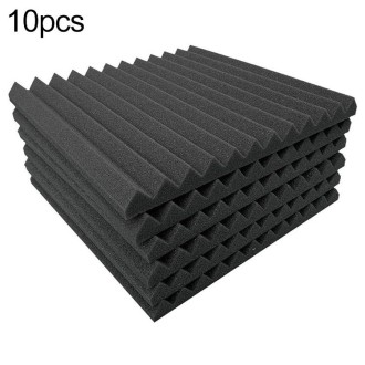 10pcs / Pack 30x30x2.5cm Triangular Groove Style Recording Studio Drum Video Room Sound Insulation Board Silencer Cotton(Black)