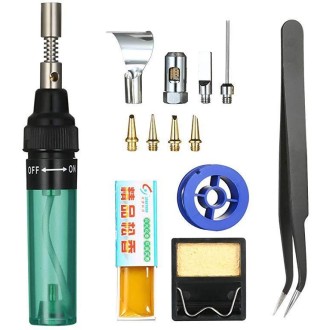 13pcs /Set Pen Type 3 In 1 Gas Soldering Iron Multi-function Gas Soldering Iron Set(Transparent Green)