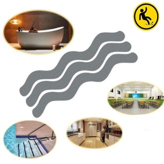 24pcs /Bag Wavy Shaped Gravel Pattern Bathtub Non-Slip Sticker, Specification: 1.3 x 18cm(Gray)