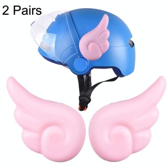 2 Pairs Motorcycle Helmet Angel Wings Decoration(Pink)