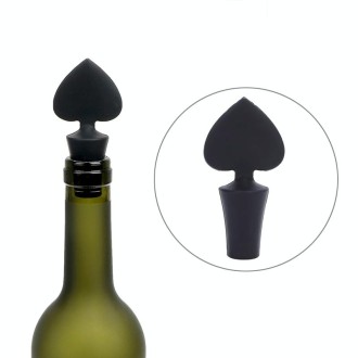 Silicone Wine Stopper Poker Series Wine Stopper(Black Peach Heart)