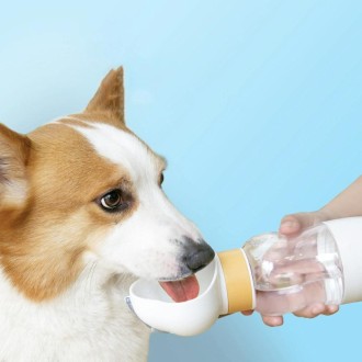 600ml Dog Go Out Water Cup Portable Accompanying Cup Pet Drinking Water Drinker(Cloud Yellow)