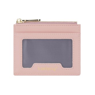 Baellerry Light and Thin Card Bag ID Card Holder Multifunctional Coin Purse(Pink)