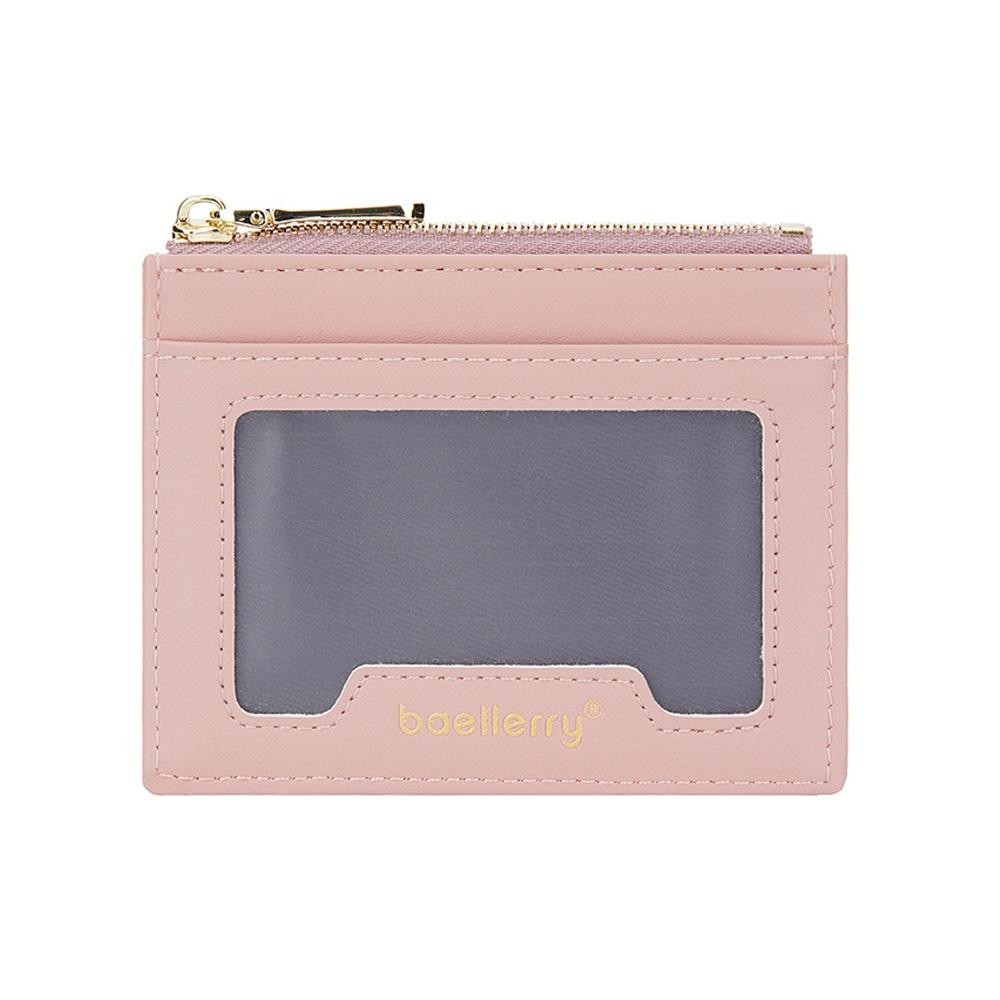 Baellerry Light and Thin Card Bag ID Card Holder Multifunctional Coin Purse(Pink)