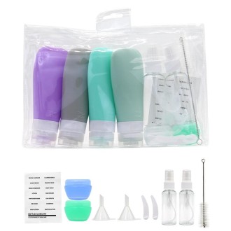 14 In 1 Toiletries Travel Bottles Set Leak Proof Silicone Squeezable Shampoo Dispenser, Spec: 90ml B Set