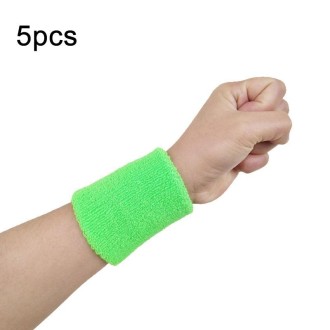 5pcs 8x8cm Women Men Solid Color Cotton Sport Sweatband Brace Wraps Guards(Green)