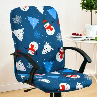 Stretch Chair Cover Office Armrest Lift Computer Chair Seat Cover, Size: M(Happy Christmas Black)