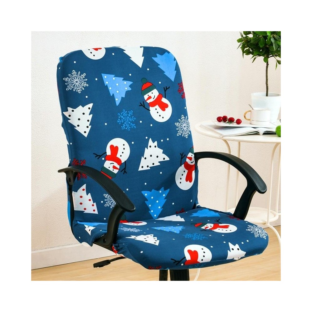 Stretch Chair Cover Office Armrest Lift Computer Chair Seat Cover, Size: M(Happy Christmas Black)