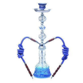 XMH-01 Double Tube Hookah Glass Pot (Blue)