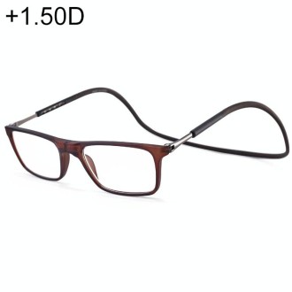 Anti Blue-ray Adjustable Neckband Magnetic Connecting Presbyopic Glasses, +1.50D(Brown)