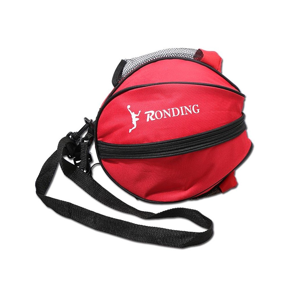 One-shoulder Two-way Opening Zipper Basketball Volleyball Football Bag Sports Ball Bag(Red)