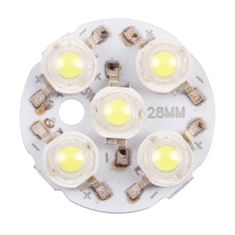 5W 5 LEDs Module Lamp Ceiling Lighting Source 28mm, DC15V(White Light)