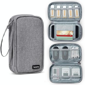 Baona BN-C004 Mini U Disk Headphone Data Cable Storage Bag, Color: Double Layer (Gray)