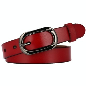 ZK--052 Soft and Wear-resistant Fine Cowhide Belt with Pin Buckle, Length: 110cm(Red)