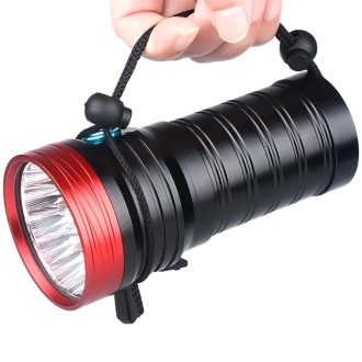 3 Gears, DB18 18xT6, Luminous Flux: 5400lm LED Flashlight, with 4 18650 Batteries (Red Black)