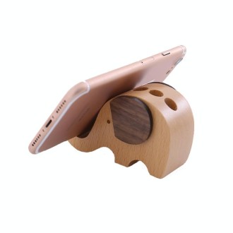 Wooden Mobile Phone Bracket Beech Lazy Mobile Phone Holder,Style: Elephants 