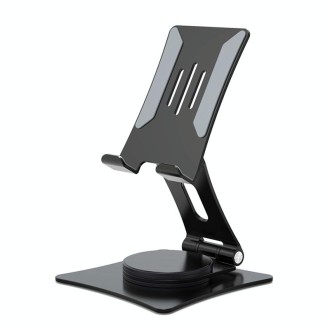 LK-T630 All Aluminium Alloy Foldable Rotating Mobile Phone Tablet Holder, Size: S (Black)