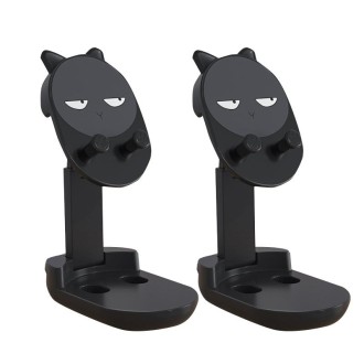 2PCS Mobile Phone Bracket Desktop Cute Cartoon Tablet Live Broadcast Bracket, Style: Cat Ear (Black)