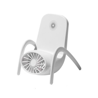 Mobile Phone Holder Small Fan USB Charging With Breathing Light Mini Desktop Fan Holder(White)