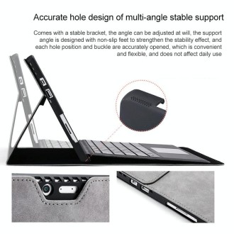 For Microsoft Surface Pro 7 / 7+ South African Sheepskin Magnetic Horizontal Flip Leather Case with Pen Slot & Holder (Grey)