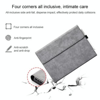 For Microsoft Surface Pro 7 / 7+ South African Sheepskin Magnetic Horizontal Flip Leather Case with Pen Slot & Holder (Grey)