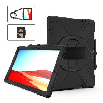 For Microsoft Surface Pro X / Pro X 2021 Shockproof Colorful Silicone + PC Protective Case with Holder & Hand Strap & Shoulder S