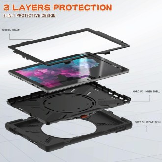 For Microsoft Surface Pro 7+/7/6/5/4 Silicone + PC Protective Case with Holder & Shoulder Strap(Black)