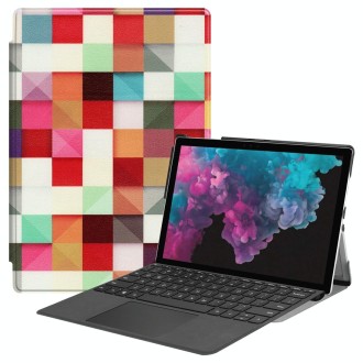 Magic Cube Pattern Colored Painted Horizontal Flip PU Leather Case for Microsoft Surface Pro 4 / 5 / 6 12.3 inch, with Holder & 