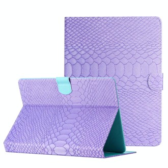 For 10 inch Tablets Solid Color Crocodile Texture Leather Tablet Case(Purple)