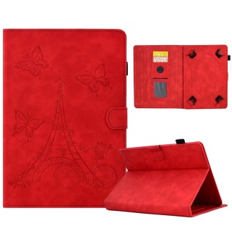 For 8 inch Tablets Tower Embossed Leather Tablet Case(Red)