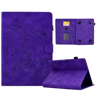 For 8 inch Tablets Tower Embossed Leather Tablet Case(Purple)